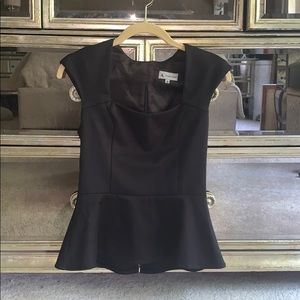 Ava & Aiden Black Square Neck Peplum Top